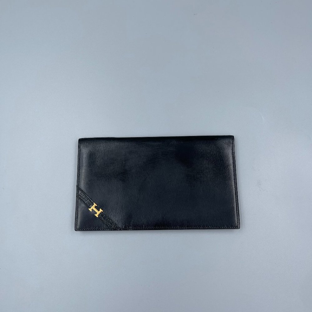 HERMES BLACK LONG WALLET - Picture 1 of 10